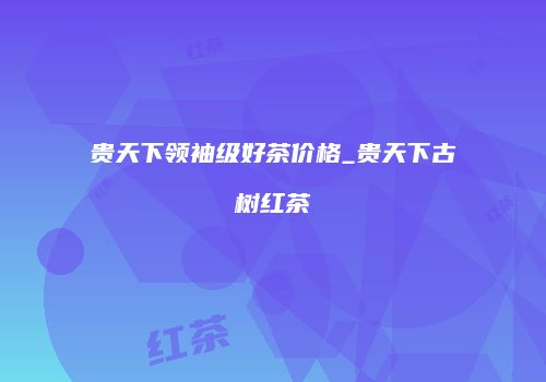 贵天下领袖级好茶价格_贵天下古树红茶