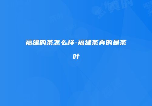 福建的茶怎么样-福建茶真的是茶叶