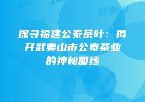 探寻福建公泰茶叶：揭开武夷山市公泰茶业的神秘面纱