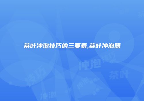 茶叶冲泡技巧的三要素,茶叶冲泡器