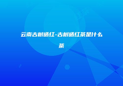 云南古树晒红-古树晒红茶是什么茶