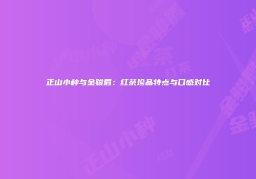 正山小种与金骏眉：红茶珍品特点与口感对比
