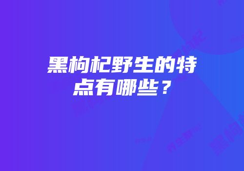 黑枸杞野生的特点有哪些？