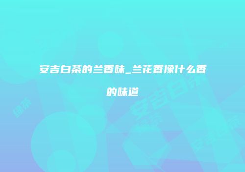 安吉白茶的兰香味_兰花香像什么香的味道