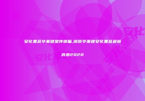 安化黑茶华莱健是传销嘛,湖南华莱健安化黑茶最新消息2020
