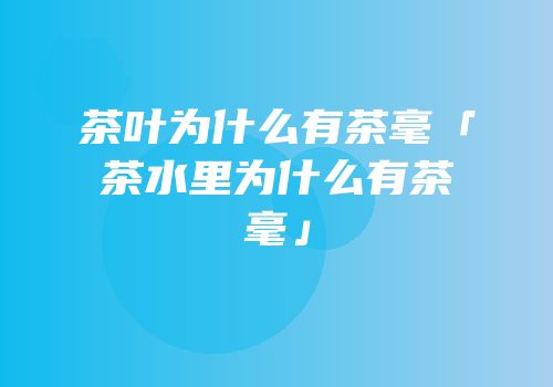 茶叶为什么有茶毫「茶水里为什么有茶毫」