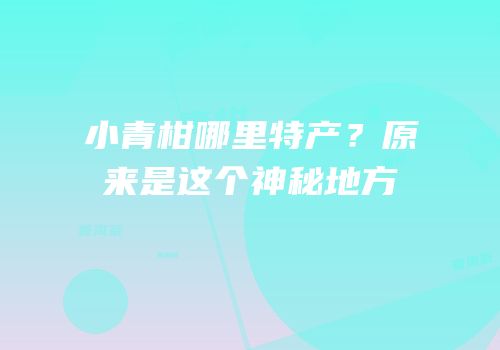 小青柑哪里特产？原来是这个神秘地方