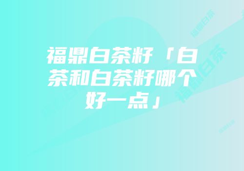 福鼎白茶籽「白茶和白茶籽哪个好一点」