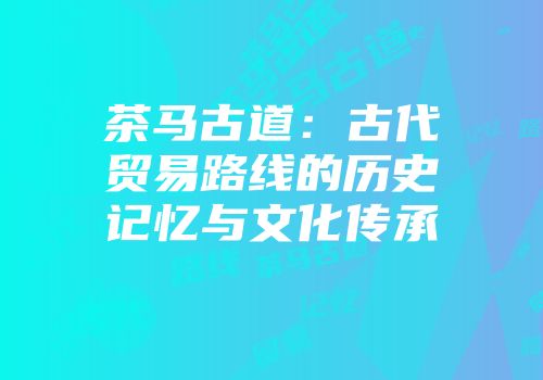 茶马古道：古代贸易路线的历史记忆与文化传承