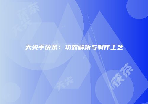 天尖手茯茶：功效解析与制作工艺