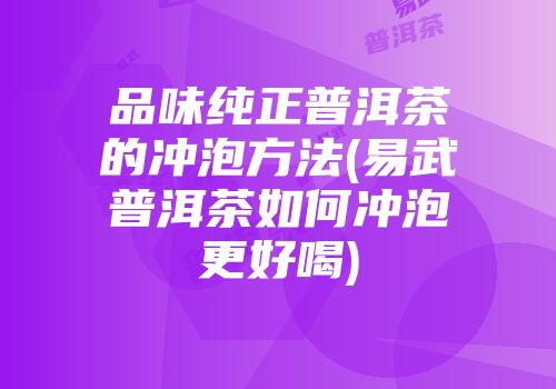 品味纯正普洱茶的冲泡方法(易武普洱茶如何冲泡更好喝)