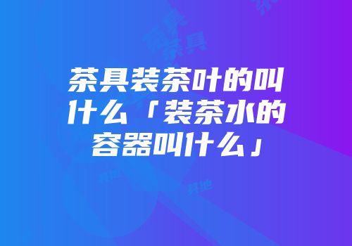 茶具装茶叶的叫什么「装茶水的容器叫什么」