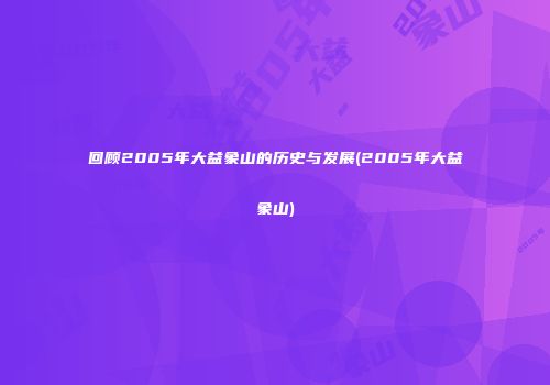 回顾2005年大益象山的历史与发展(2005年大益象山)
