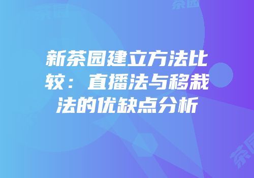 新茶园建立方法比较：直播法与移栽法的优缺点分析