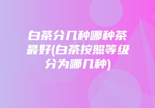 白茶分几种哪种茶最好(白茶按照等级分为哪几种)