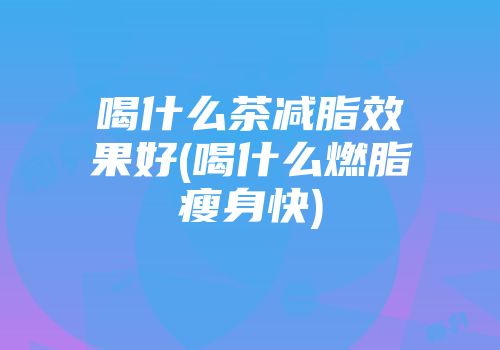 喝什么茶减脂效果好(喝什么燃脂瘦身快)