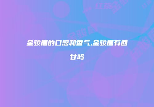 金骏眉的口感和香气,金骏眉有回甘吗