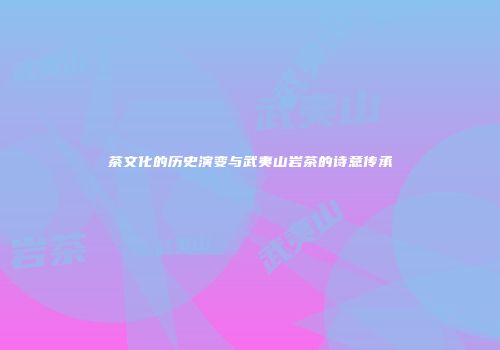 茶文化的历史演变与武夷山岩茶的诗意传承