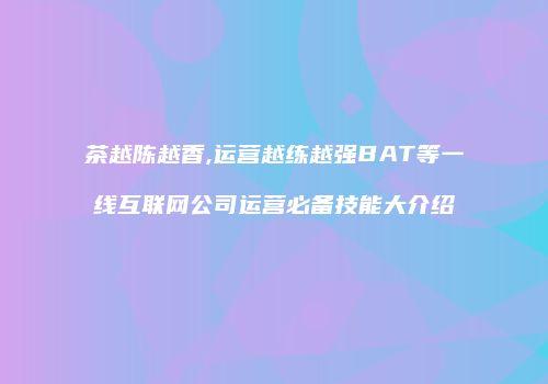 茶越陈越香,运营越练越强BAT等一线互联网公司运营必备技能大介绍