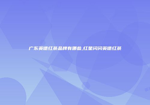 广东英德红茶品牌有哪些,红星闪闪英德红茶
