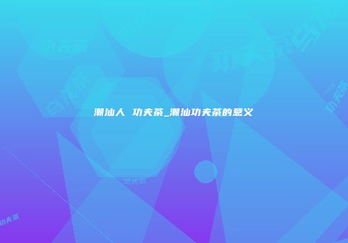 潮汕人 功夫茶_潮汕功夫茶的意义