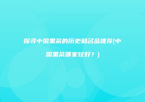 探寻中国黑茶的历史和名品推荐(中国黑茶哪家较好？)