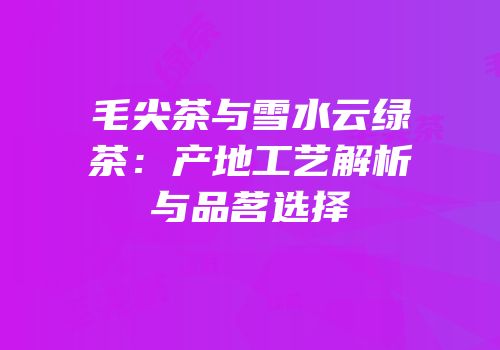毛尖茶与雪水云绿茶：产地工艺解析与品茗选择