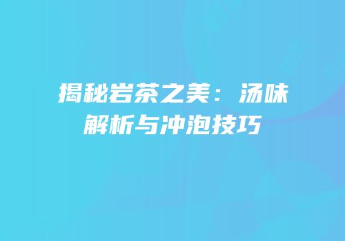 揭秘岩茶之美：汤味解析与冲泡技巧