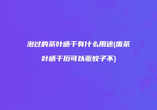 泡过的茶叶晒干有什么用途(废茶叶晒干后可以驱蚊子不)