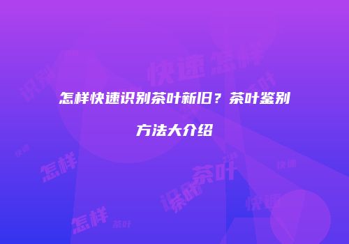 怎样快速识别茶叶新旧？茶叶鉴别方法大介绍