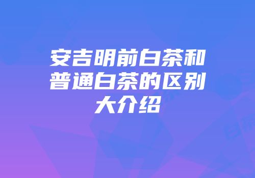安吉明前白茶和普通白茶的区别大介绍