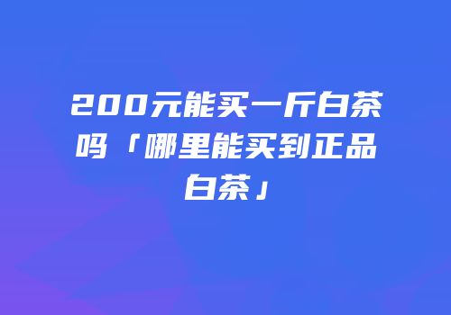 200元能买一斤白茶吗「哪里能买到正品白茶」