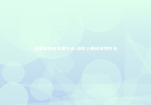 茶里面的绒毛是什么-茶叶上的绒毛叫什么