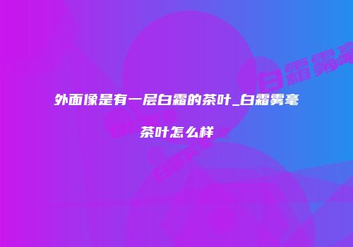 外面像是有一层白霜的茶叶_白霜雾毫茶叶怎么样