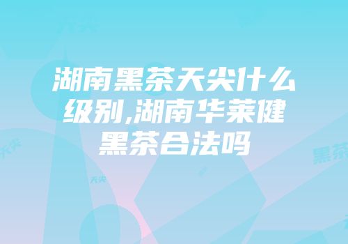 湖南黑茶天尖什么级别,湖南华莱健黑茶合法吗