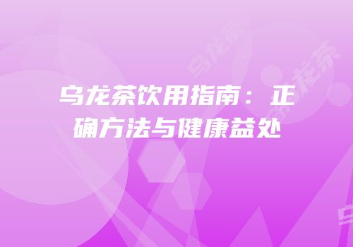 乌龙茶饮用指南：正确方法与健康益处