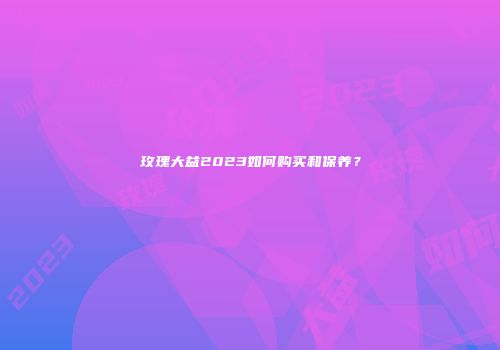 玫瑰大益2023如何购买和保养？