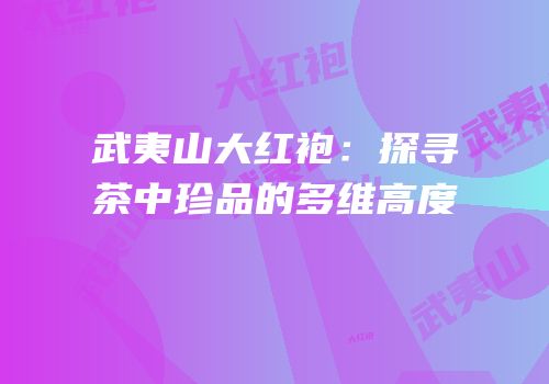 武夷山大红袍：探寻茶中珍品的多维高度