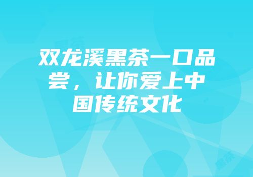 双龙溪黑茶一口品尝，让你爱上中国传统文化