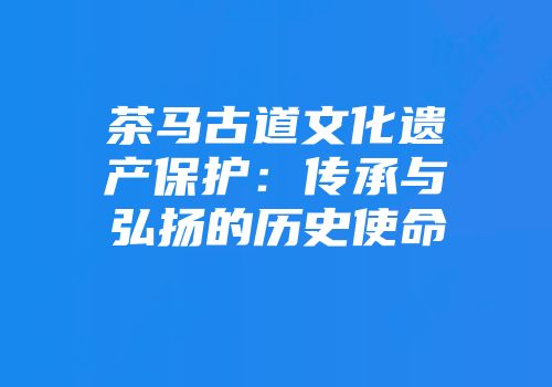 茶马古道文化遗产保护：传承与弘扬的历史使命