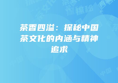 茶香四溢：探秘中国茶文化的内涵与精神追求