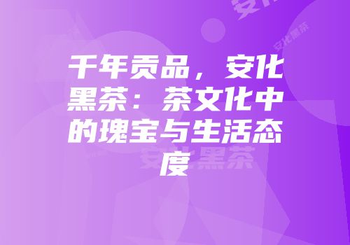 千年贡品，安化黑茶：茶文化中的瑰宝与生活态度