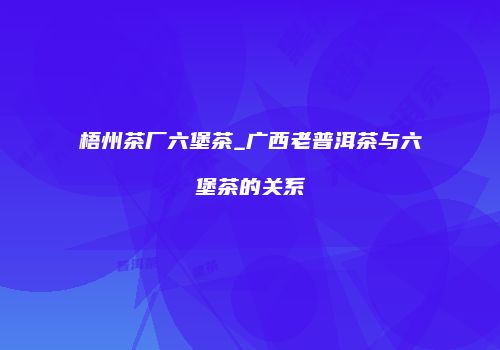 梧州茶厂六堡茶_广西老普洱茶与六堡茶的关系