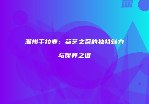 潮州手拉壶：茶艺之冠的独特魅力与保养之道