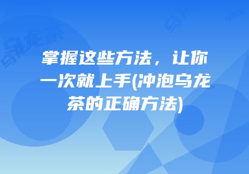 掌握这些方法，让你一次就上手(冲泡乌龙茶的正确方法)