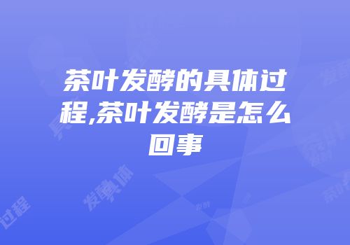 茶叶发酵的具体过程,茶叶发酵是怎么回事