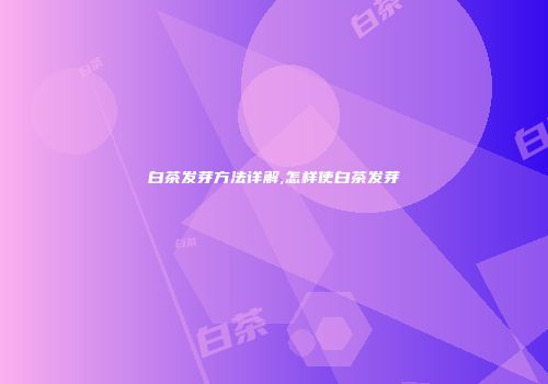 白茶发芽方法详解,怎样使白茶发芽