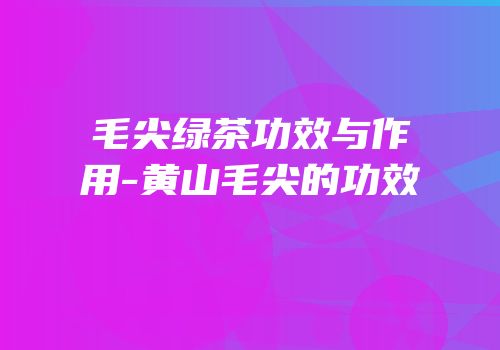 毛尖绿茶功效与作用-黄山毛尖的功效
