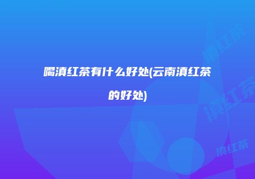 喝滇红茶有什么好处(云南滇红茶的好处)