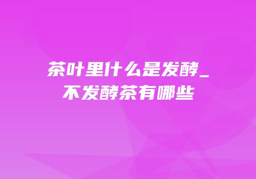 茶叶里什么是发酵_不发酵茶有哪些